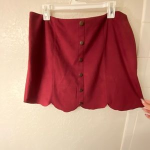 Burgundy button skirt